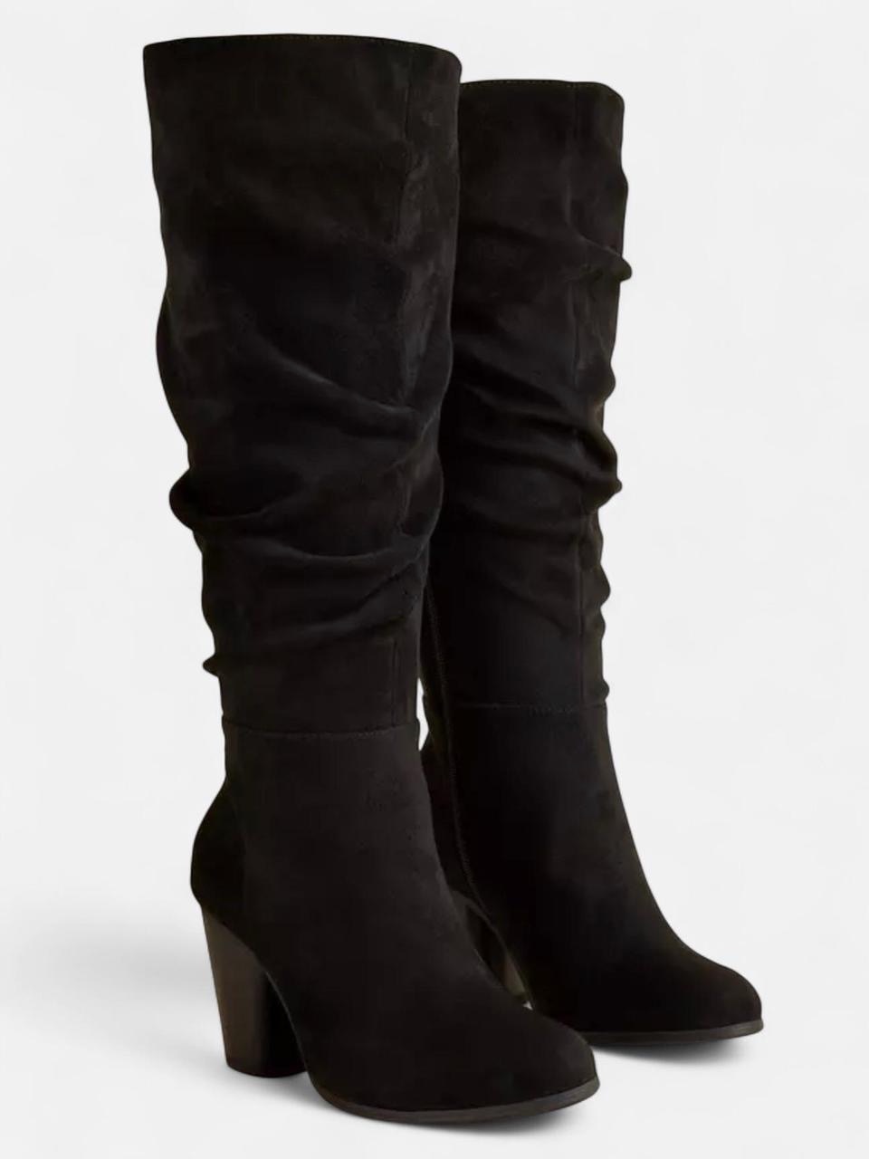 Torrid Black Slouch Knee-High Block Heel Boots